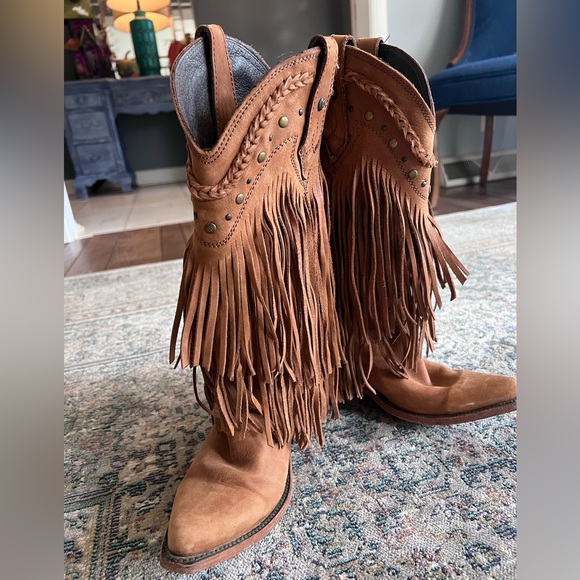 Liberty Black Vegas Fringe Cowboy Boots Brown Western Rodeo Yellowstone Womens - Picture 2 of 12
